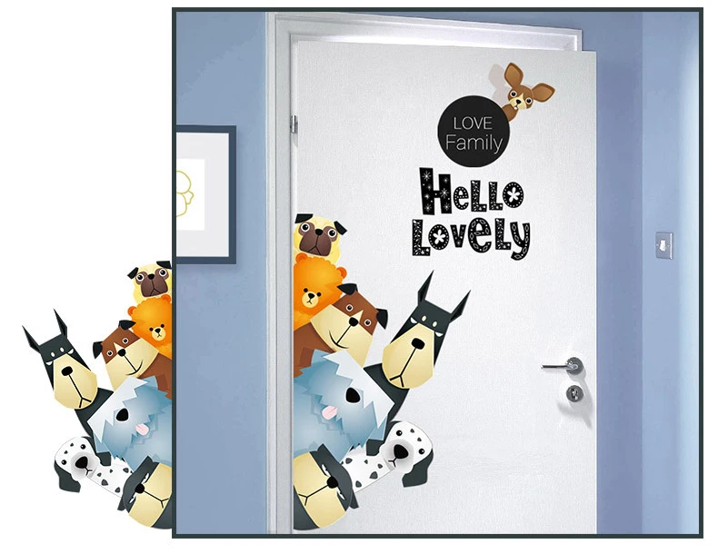 DIY Children Mural Decals Cartoon Animals Wall Stickers for Kids Rooms Baby Bedroom Wardrobe Door Decoration