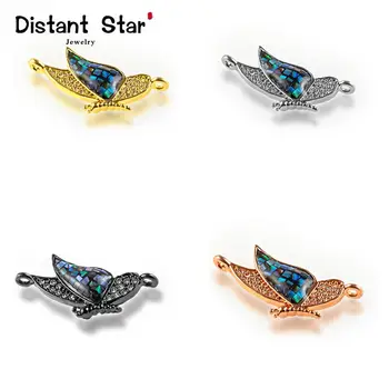 

24*11mm 2020 Wings High Quality Copper Zirconia DIY Bracelet Jewelry Making Necklace Jewelry Accessories Connector Abalone Shell