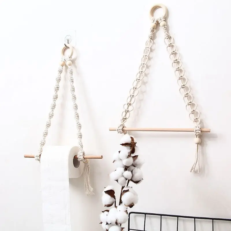 Nordic Macrame настенная подвесная деревянная Stick держатель для туалетной бумаги