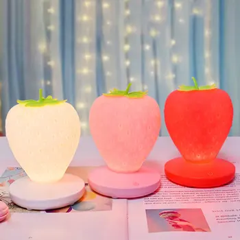 

Original LED Silicone Eye Protection Strawberry Night Light Bedside Decoration Atmosphere Lamp Home Wall Desk Bedside Night Lamp