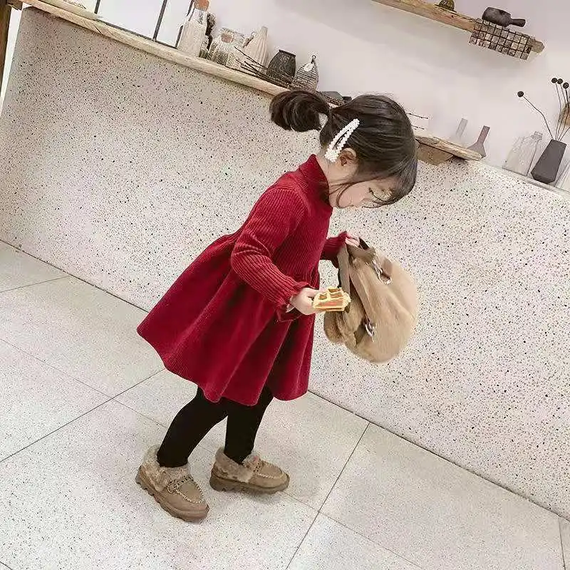 Красное платье для малышей рубашка девочек детское вязаное свитер принцессы