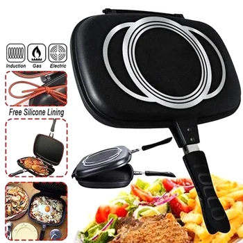 

Double Side Grill Fry Pan Cookware Stainless Steel Double Face Pan Steak Fry Pan Kitchen Accessories Cooking Tool J99Store