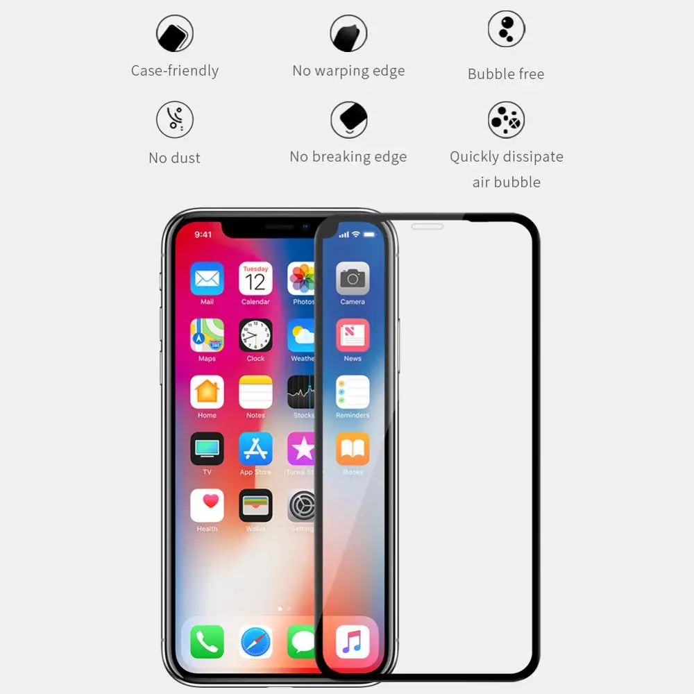 Для iPhone X 8 7 Plus XR XS Max стеклянный протектор экрана Nillkin полное покрытие 3D закаленное стекло для iPhone X защитное стекло