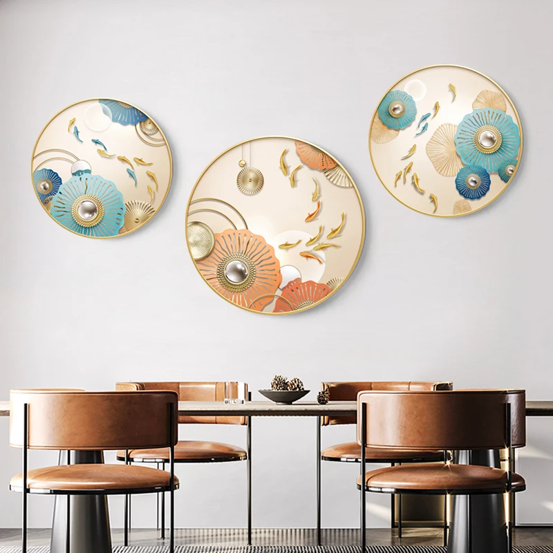 

New Chinese style Canvas Poster Print Modern still live landscape Home Decor Wall Art Painting Living Room Bedroom Round Picture