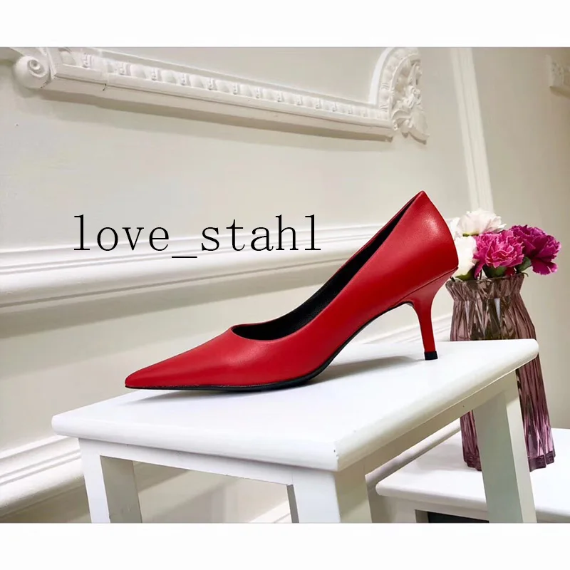 

2019 lovestahl women Early spring new pointed Red leather high heels large size candy color professional single shoes 10.0cm