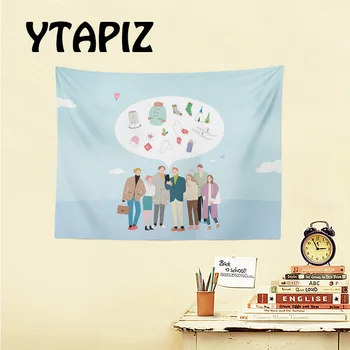 

Funny Family Christmas Tapestry Sleigh Snowman Snowflake Bonfire Carpet Crystal Ball Christmas Tree Home Decoration Wall Hanging