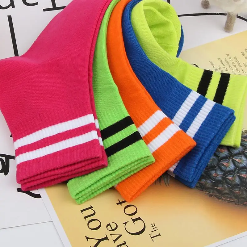 5 пар/уп. взрослые мягкие хлопковые короткие носки флуоресцентные Ретро спортивные носки 40JF