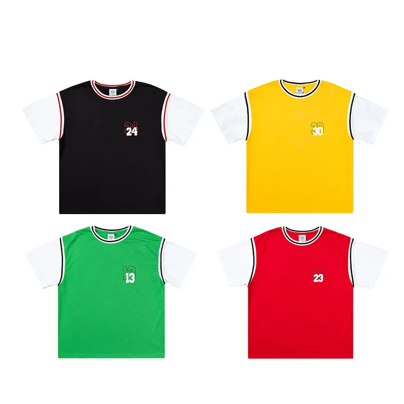 

UNCLEDONJM Fake two piece Street Fashon T-shirt Men/Women 2020 Summer Crew Neck Men's Tshirt Cotton Hip Hop Tee be-2011