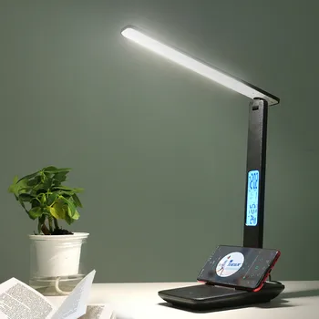 

ZANCAKA Modern Business Led Office Desk Lamp Touch Dimmable FoldableWith Calendar Temperature Alarm Clock table Reading Light