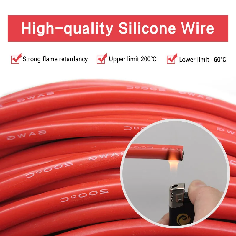 Super Soft Silicone Cable High Temperature Resistant Tin-plated Copper Wire High Current Cable for Battery,Inverter,UPS,etc
