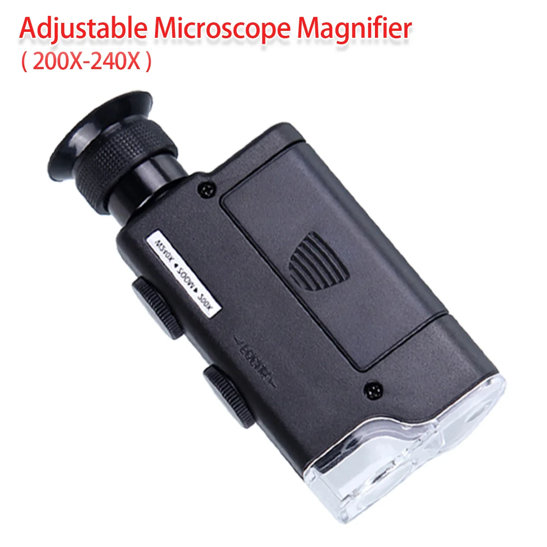 

200X~240X Portable Microscope Magnifer Pocket Adjustable Handheld LED Lamp Light Loupe Zoom Magnifying Glass Pocket Lens