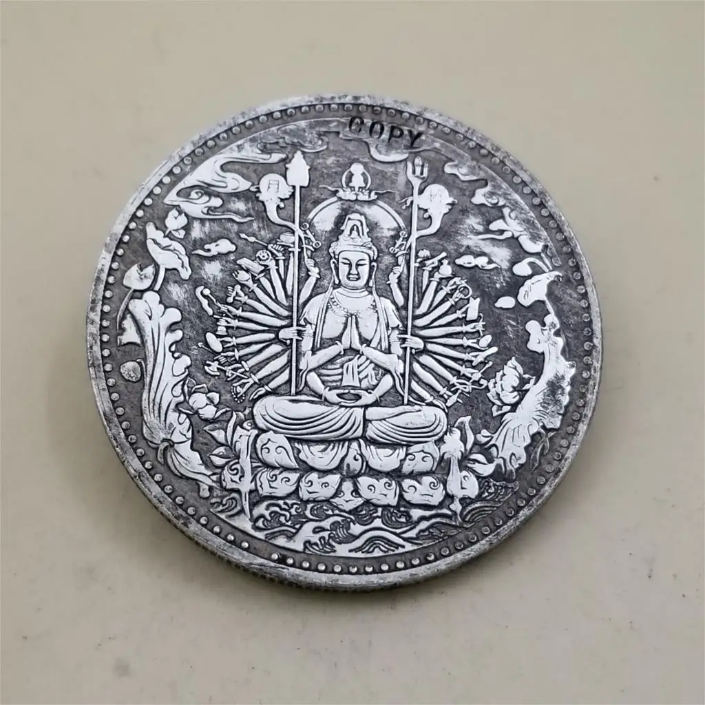 Китайская Монета КОПИЯ Будды фэншуй удача копия монеты Коллекционная позолоченная медная монета ремесло талисман