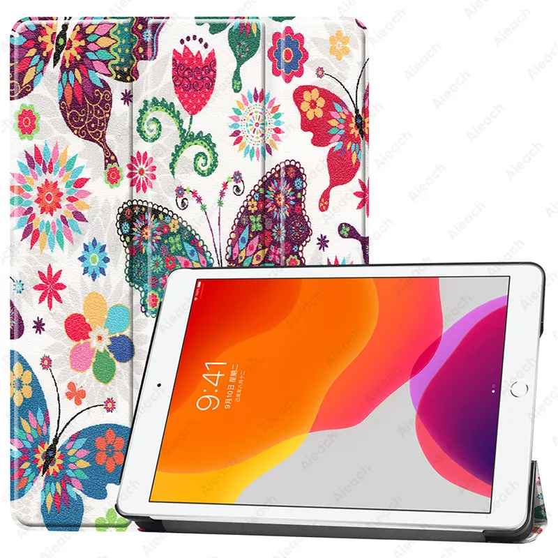 Для iPad 10,2 чехол из искусственной кожи Умный Магнитный чехол с функцией автоматического сна/пробуждения чехол-подставка для iPad 10,2 7-го поколения Funda - Цвет: Butterfly