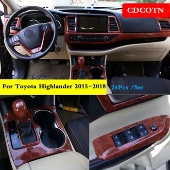 

24Pcs Car Stickers Interior Gear Shift Knob Panel Cover Sticker Trim Kit For Toyota Highlander 2015-2018 Car Styling Accessories