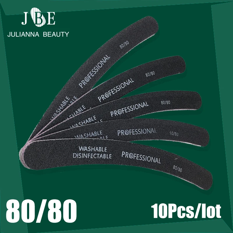 

10Pcs Black Nail Files Block Buffer For UV Gel Polish Remover 80/80 Sanding Nail Tips Polisher Manicure Pedicure Tool