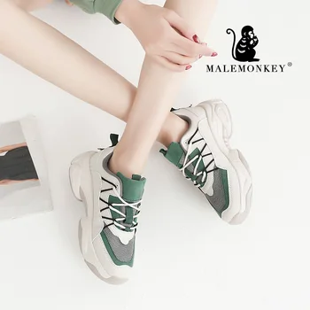 

MALEMONKEY 012952 Woman Casual Sneakers 2020 Spring Classics Breathable Running Female Shoe Chaussures Platforml Women Shoes