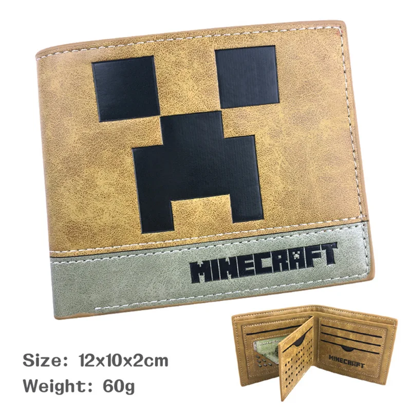 

Minecrafted Mining Pixel Game Creative Leather Short Wallet Decoration Toy Durable Portable Birthday Christmas Gift Unisex