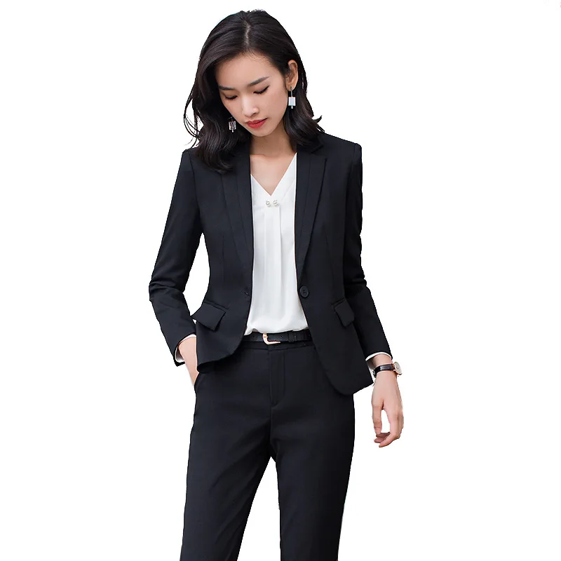 Female Elegant Business Uniform 2 Piece Set Pant Suits Ladies Women's Business office Work Wear Blazers Trouser Sets With Jacket