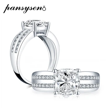

PANSYSEN 100% 925 Sterling Silver 9MM Simulated Moissanite Diamond Wedding Engagement Ring for Women Men Fine Jewelry Wholesale