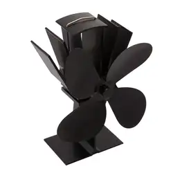 Черная плита вентилятор 4 лезвия Вентилятор для камина с тепловым питанием комин деревянная горелка экологический вентилятор