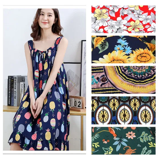 

Printed fabric 143cm children's clothing visa staple fiber fabric meter soft summer bedding pajamas fabric wholesale cloth