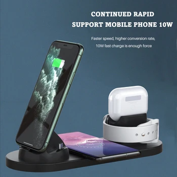 

3 in 1 10W Wireless Charging Induction Charger Stand for iPhone X XS Max XR Airpods 2 in 1 Docking Dock Station 3in1