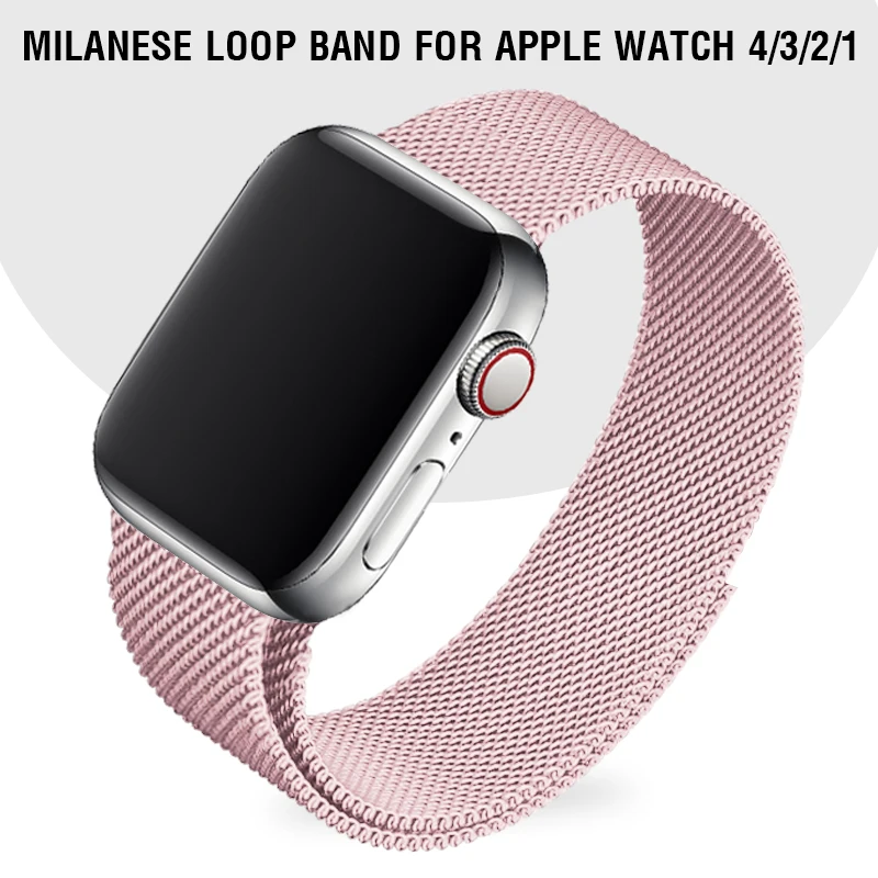 

Light Pink Milanese Loop 40 44 mm Band For Apple Watch Series 5 4 Girls Bracelet Women Wristband I phone Watch Series 2 3 Bands