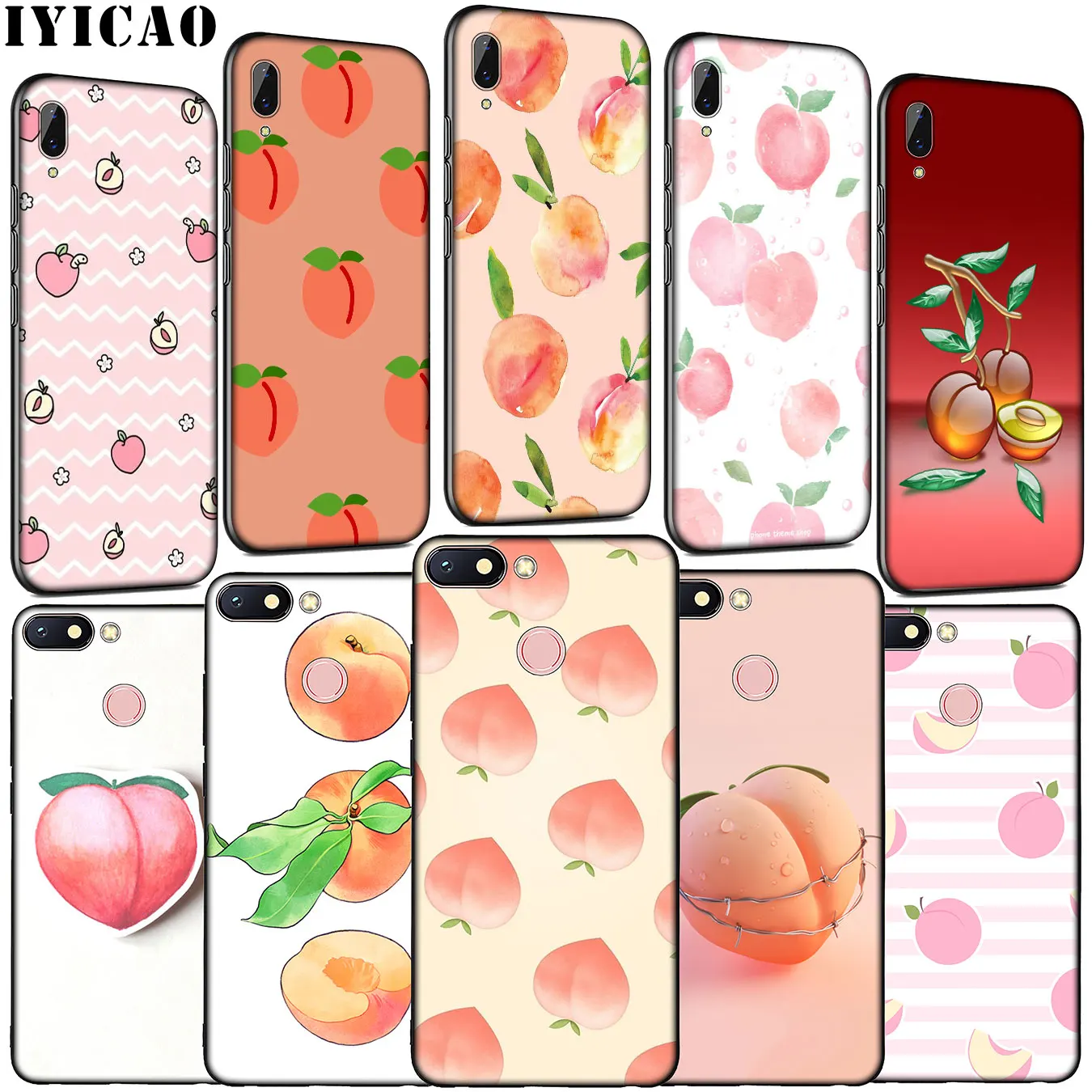 IYICAO Fruit Peach Soft Silicone Phone Case for Xiaomi Redmi Note 8 8T 8A 7 7A 6 6A 5 5A K30 K20 Pro GO S2 Cover |