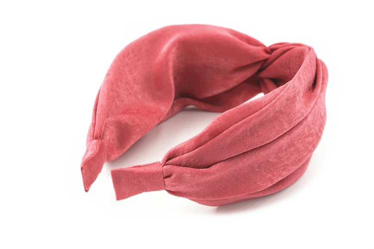 Imported from South Korea Alyssa Celebrity Style Retro Solid Color Satin Ultra-Wide Hair Fixer Headband Fabric Cross Large Rims