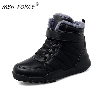 

MBR FORCE Warm Autumn winter cotton shoes women ladies lace up non-slip High top elderly walk plus velvet mother leisure black