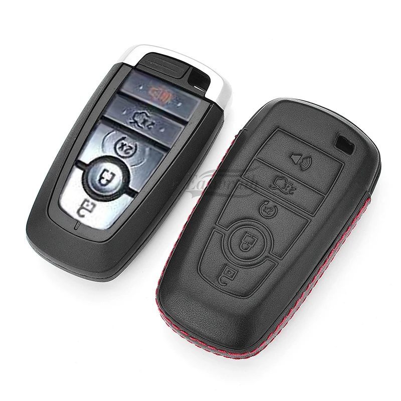 Car Leather Key Case Chain For Ford Mondeo Explorer Edge Expedition F-450 F-350 F150 Fusion Mustang Everest 5 Buttons 2017-2019 |