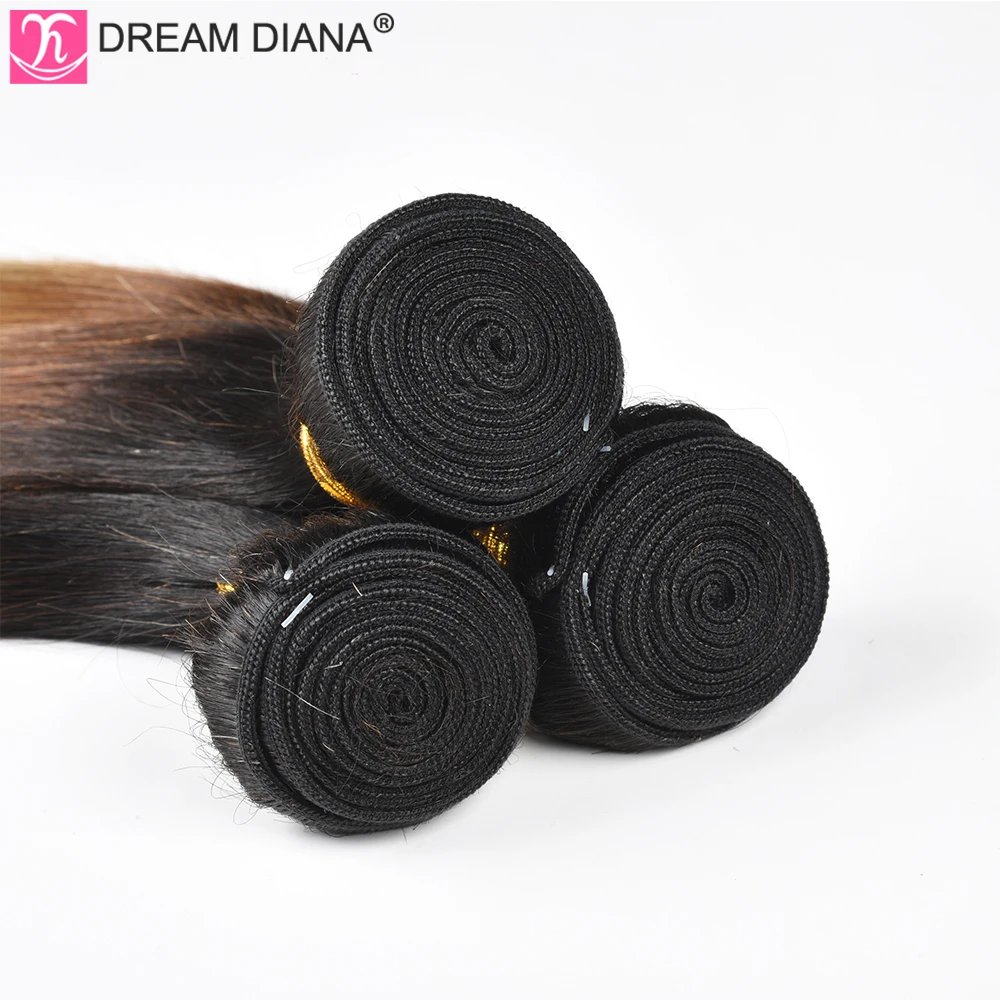 DreamDiana эффектом деграде(переход от темного к бразильские волосы прямые волосы Омбре 4 Связки 1B/4/27 три тона 1"-26" L Волосы remy ткань Цветной человеческих волос