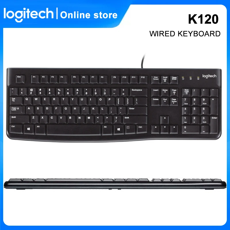 Logitech K120 USB Keyboard 104 keys Full Size Ultra thin Keyboard For PC Desktop Laptop Keyboard|Keyboards| - AliExpress