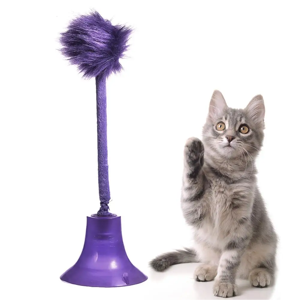 Purple Игрушка на присоске для кошек, эластичная плюшевая мини-колокольчик, Мятная игрушка для кошек, игрушка на присоске для кошек - Цвет: Purple