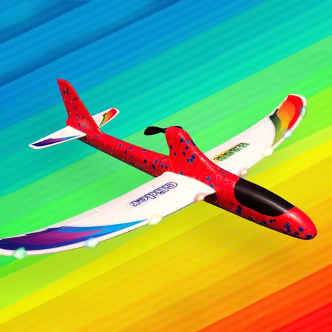 DIY Airplane Model Hand Throwing Foam Electric Glider For Children Gift RC Launch Educational Toy Capacitor With Light Kids title=