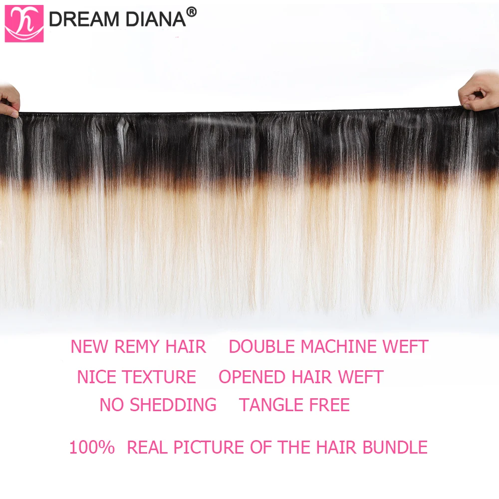 DreamDiana Ombre Peruvian Straight Hair Bundles 1B/4/30 27 99J 2/3 Tone Pre Colored Remy Weaving Ombre Human Hair Extension M images - 6