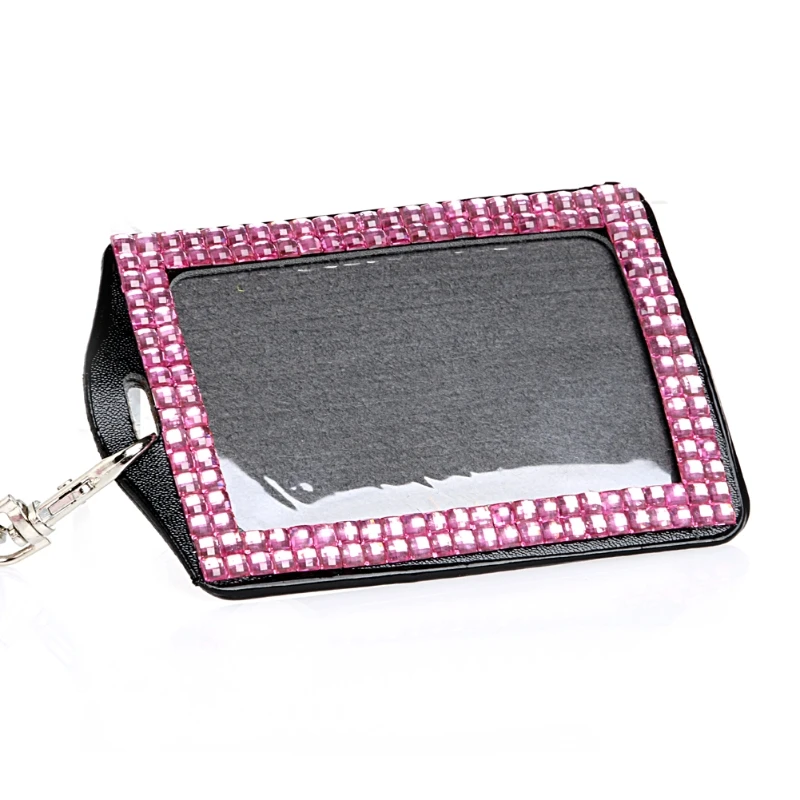 

New Resin Diamond Bling Neck Lanyard Retractable ID Badge And Photo Key Holder
