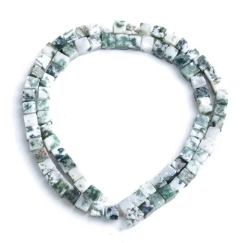 

LinXiang Wholesale Natural Stone 4mm Tree Agate Cube Bead Loosely Spaced Beads Block Bead Septa Bead DIY Necklace Bangle