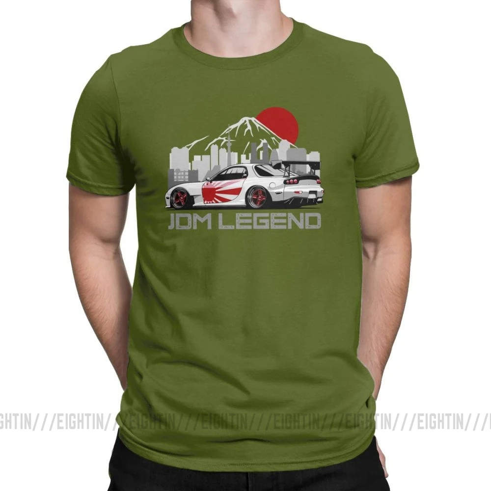 Мужские футболки RX7 JDM, футболки с японским автомобилем и двигателем, Уникальные футболки с круглым вырезом и короткими рукавами, топы из очищенного хлопка - Цвет: Армейский зеленый