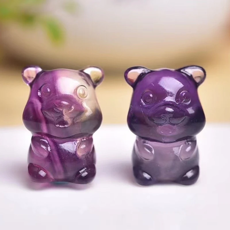 

1 шт. натуральный красочный флюорит маленький медведь кулон ювелирные изделия Исцеление Рейки ремонт чакра минеральный кварц (случайный)