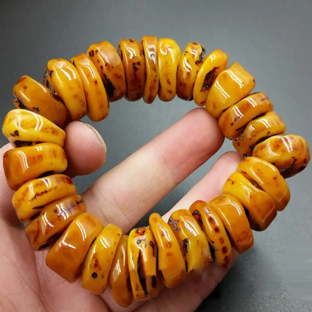 Beaded Bracelet Natural Amber Beeswax Old Stone Hand Jewelry