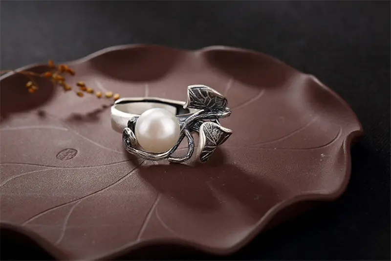 V. YA винтажное серебряное кольцо с листьями для женщин, регулируемые кольца ручной работы, Стерлинговое Серебро 990 пробы, ювелирные изделия bague Bijoux