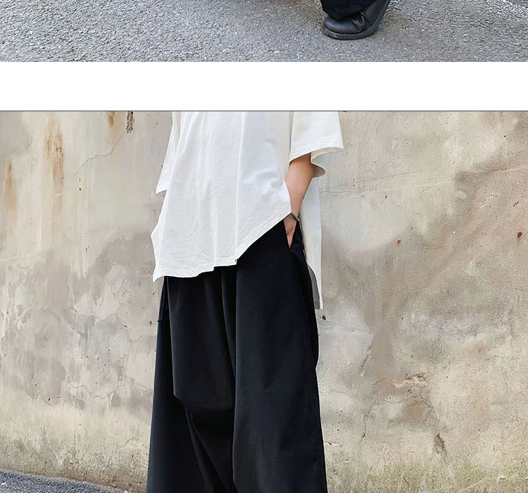 Мужские Асимметричные дизайнерские свободные кимоно в японском стиле повседневные черные брюки с крестиком мужские уличные шаровары в стиле хип-хоп широкие брюки