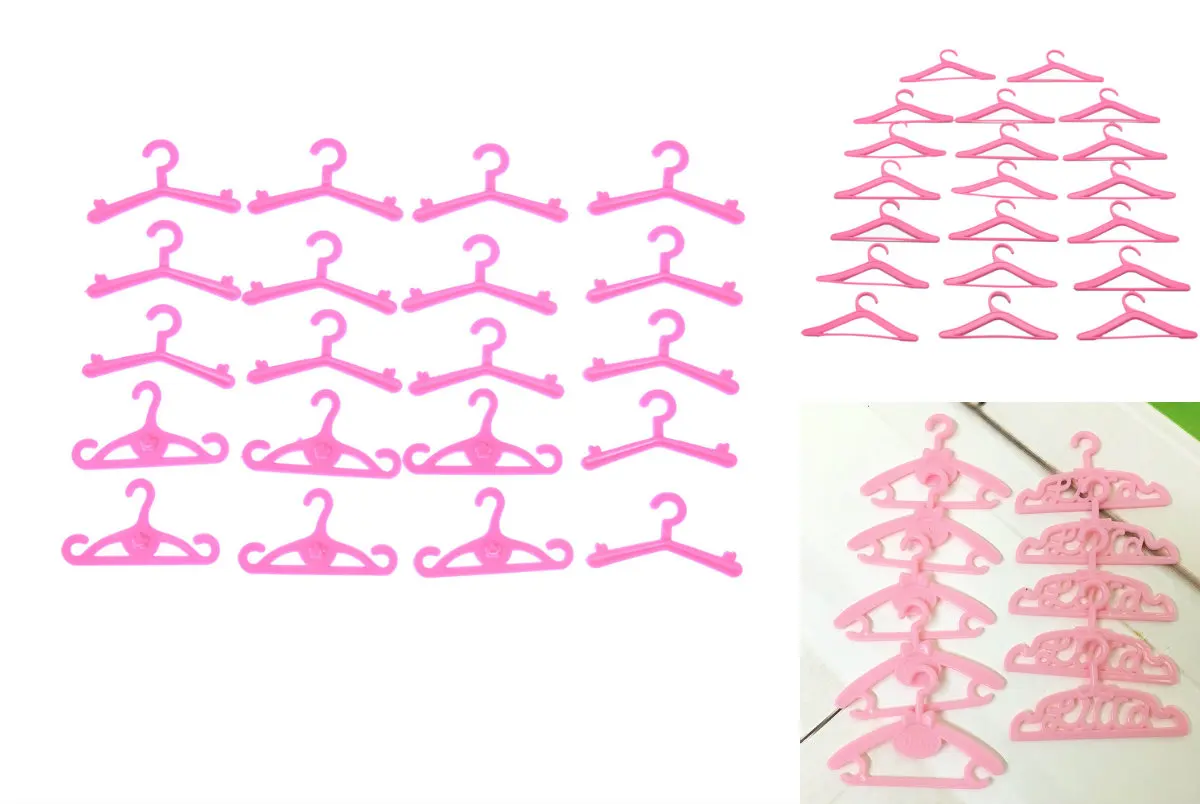 20 шт./лот аксессуары для мини кукол розовые пластиковые вешалки куклы Барби