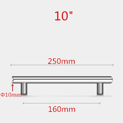 Мебельные ручки 50 мм-500 мм из нержавеющей стали Т-образные ручки для мебельного шкафа ручки и ручки для двери шкафа - Цвет: 10inch 160mm