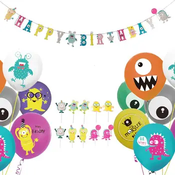 

Little Monster Birthday Party Decoration Baby Shower Boys First Happy Birthday Party Banner Garland Cupcake Toppers Kit Balloons