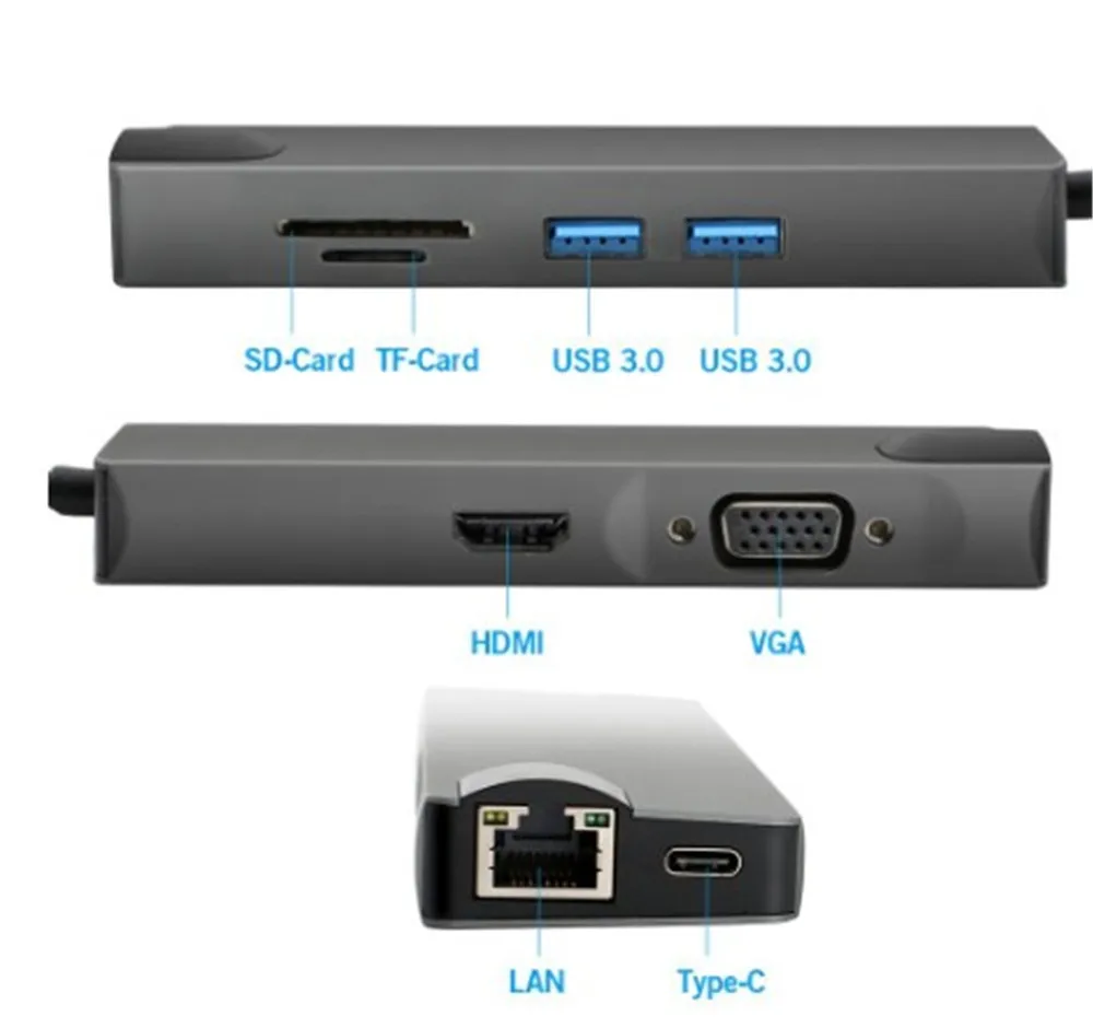 US $44.00 8in1 MultiFunctional Type C Adapter TypeC To HDMI Hub USB VGA For Laptop