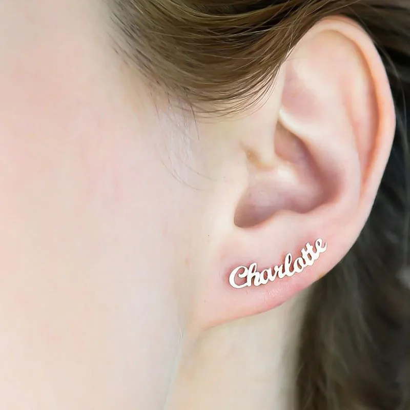 Pendientes de tuerca personalizados con nombre para mujer, aretes de Color dorado con nombre, regalo personalizado, aretes de tuerca hechos a mano con nombre