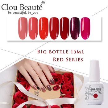 

Clou Beaute 15ml Red Series Nail Gel Gelpolish UV/LED Nail Gel Polish Set All For Manicure Semi Permanent Vernis Nail Varnishes