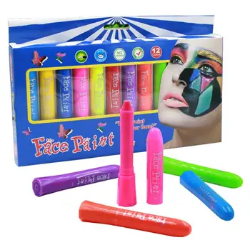 

12 Colors Face Painting Pencil Crayon Xmas Halloween Party Makeup Decor Kid Gift Environmental Protection and Durability